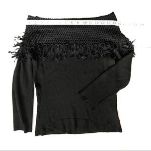 Stonebridge Signature Fringed Off Shoulder Sweater